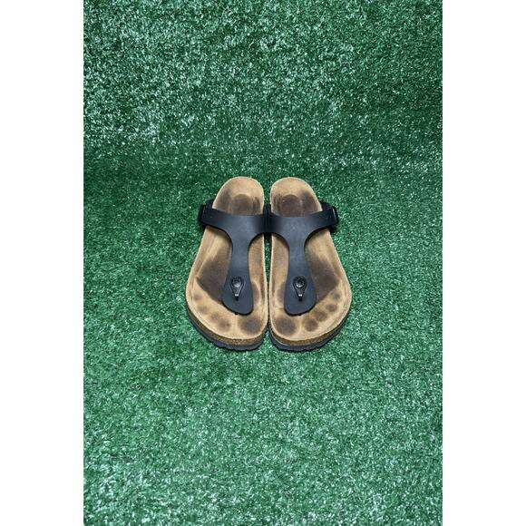 Birkenstock Gizeh‎ Sandals Womens Size 7 Black Leather Comfort Thong Slides - Picture 5 of 8